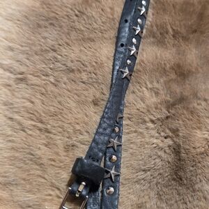 Zadig & Voltaire Black Leather Star Stud Belt | Rocker Parisian